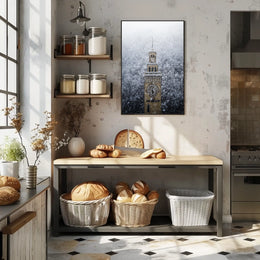 Snow-Covered Clock Tower Poster