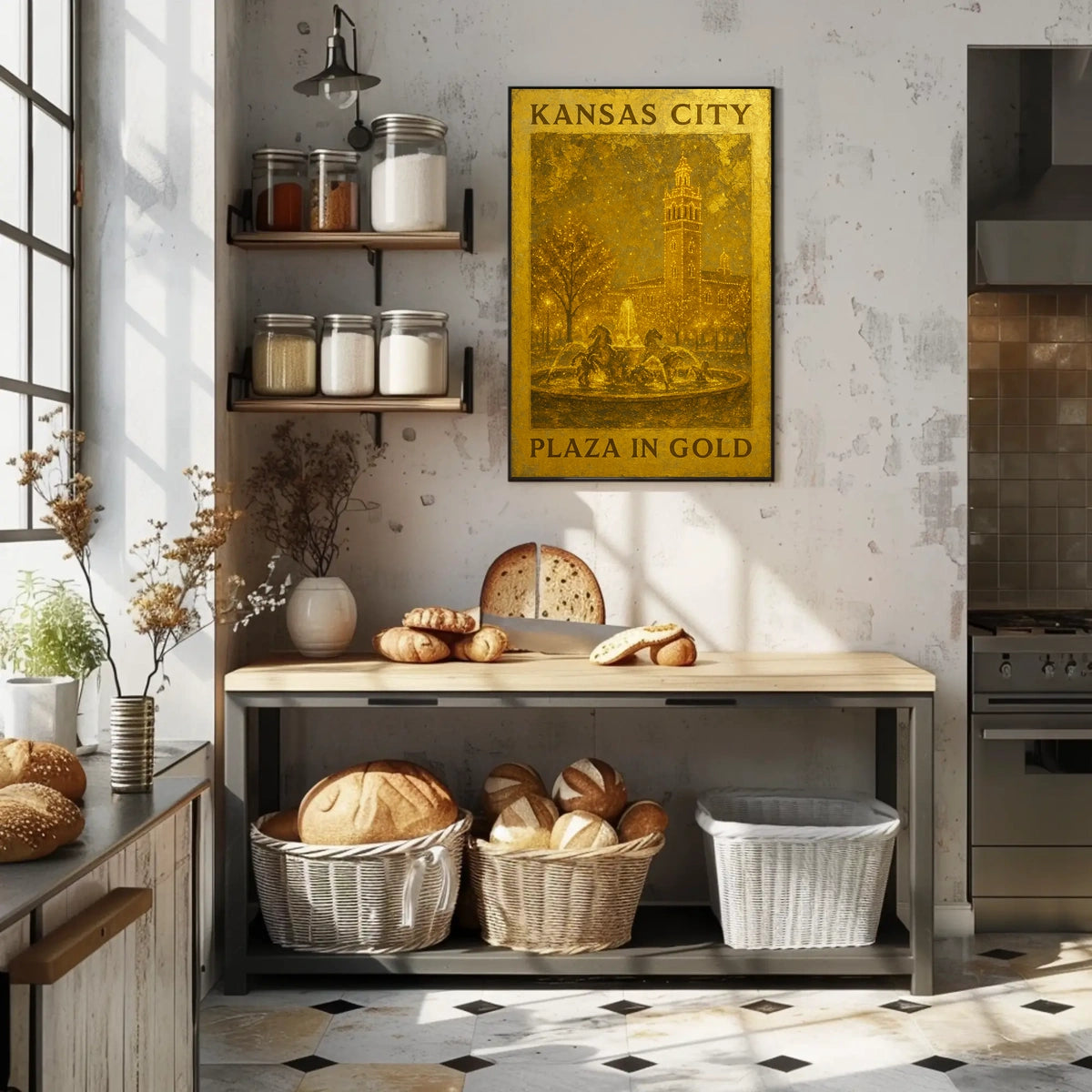 Kansas City Plaza In Gold Poster