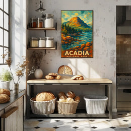 Acadia National Park Coastal Vintage Wanderlust Poster