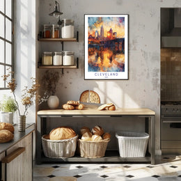 Cleveland Skyline at Sunset Poster PosterGoat