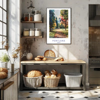 Portland Park in Watercolor: Urban or Cityscape Poster PosterGoat