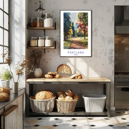 Portland Park in Watercolor: Urban or Cityscape Poster PosterGoat