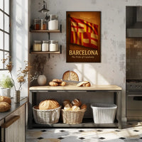 Barcelona and Catalonia Pride Flag Vintage Map Poster