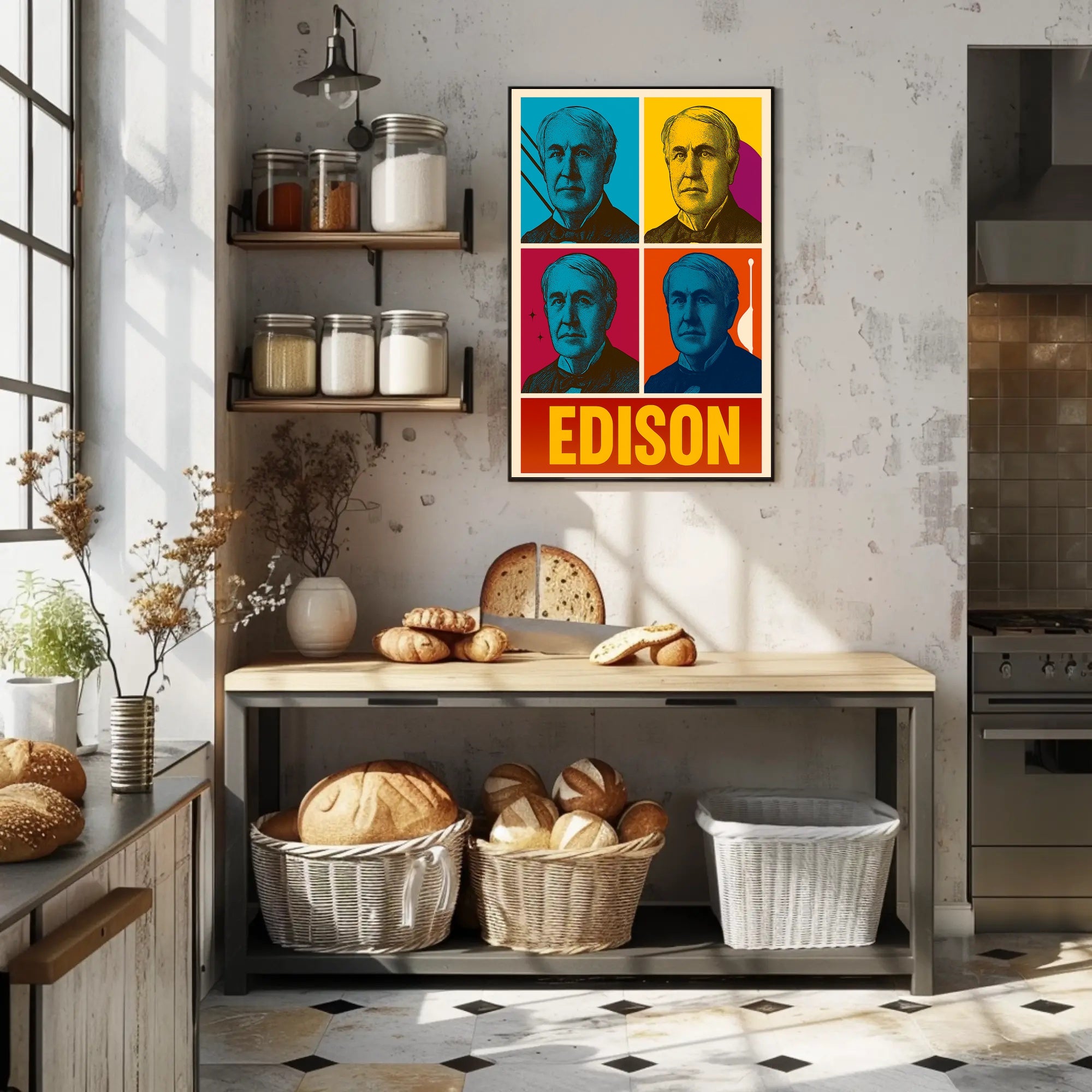 Edison Pop Art Portrait – Historical or Presidential Poster