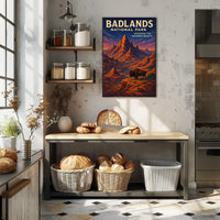 Badlands National Park Vintage Bison Adventure Poster