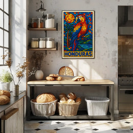 Honduras Vibrant Parrot Mosaic Poster