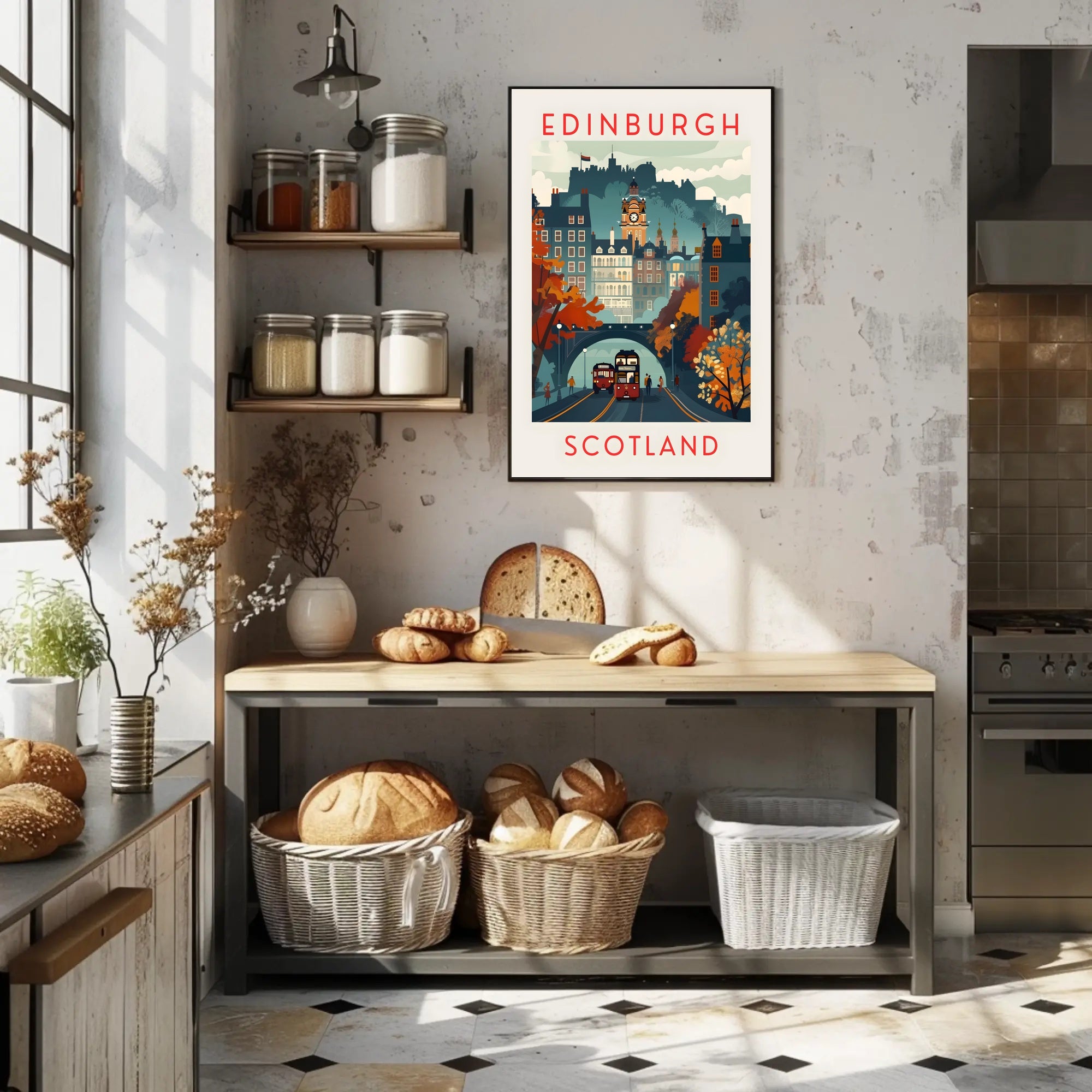 Edinburgh Cityscape Wall Art: Travel Poster