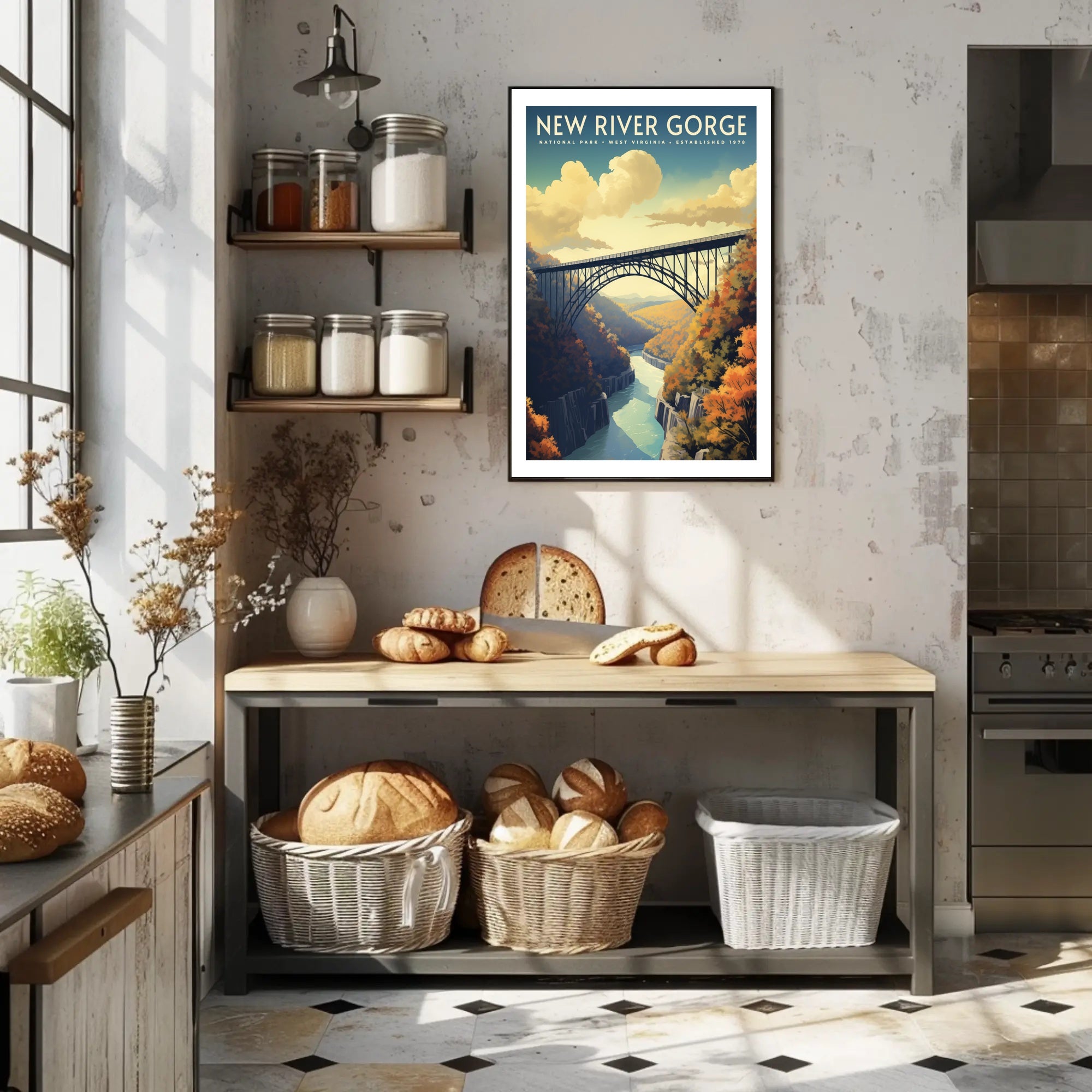 New River Gorge Poster Vintage Travel Wall Art