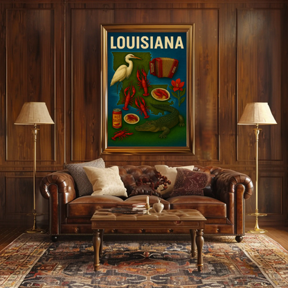 Louisiana Culture Food Music Alligator Bayou Poster