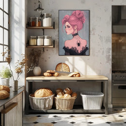 Gothic Elegance Woman Illustration Spider Tattoo Poster