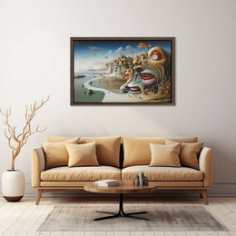 Surreal Faces Cliffside Dreamlike World Artistic Poster