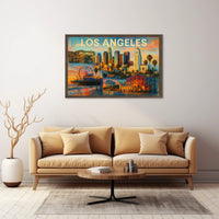 Los Angeles Landmarks Line Art Urban Poster