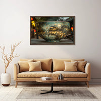 Asian Heritage Art: Riverside Village Scene Poster