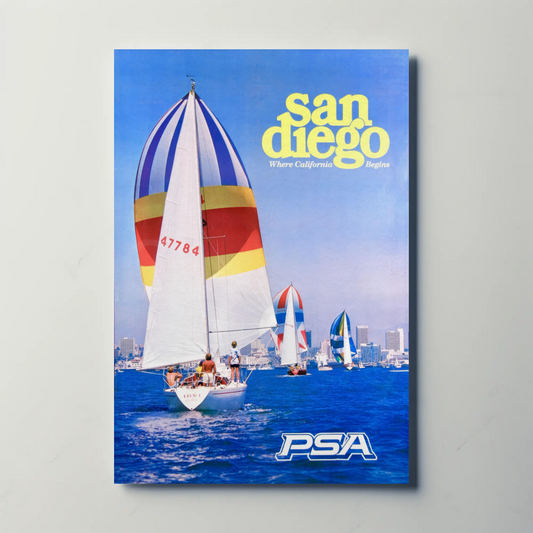 Vintage San Diego PSA Travel Sailing Vacation Poster