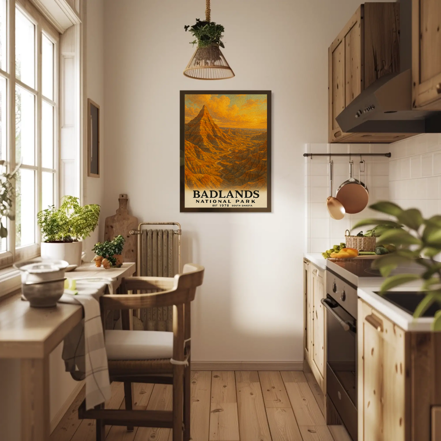 Badlands National Park South Dakota Painting Vintage Travel Poster