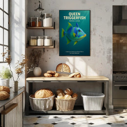 Queen Triggerfish Photorealistic Educational Animal Poster PosterGoat