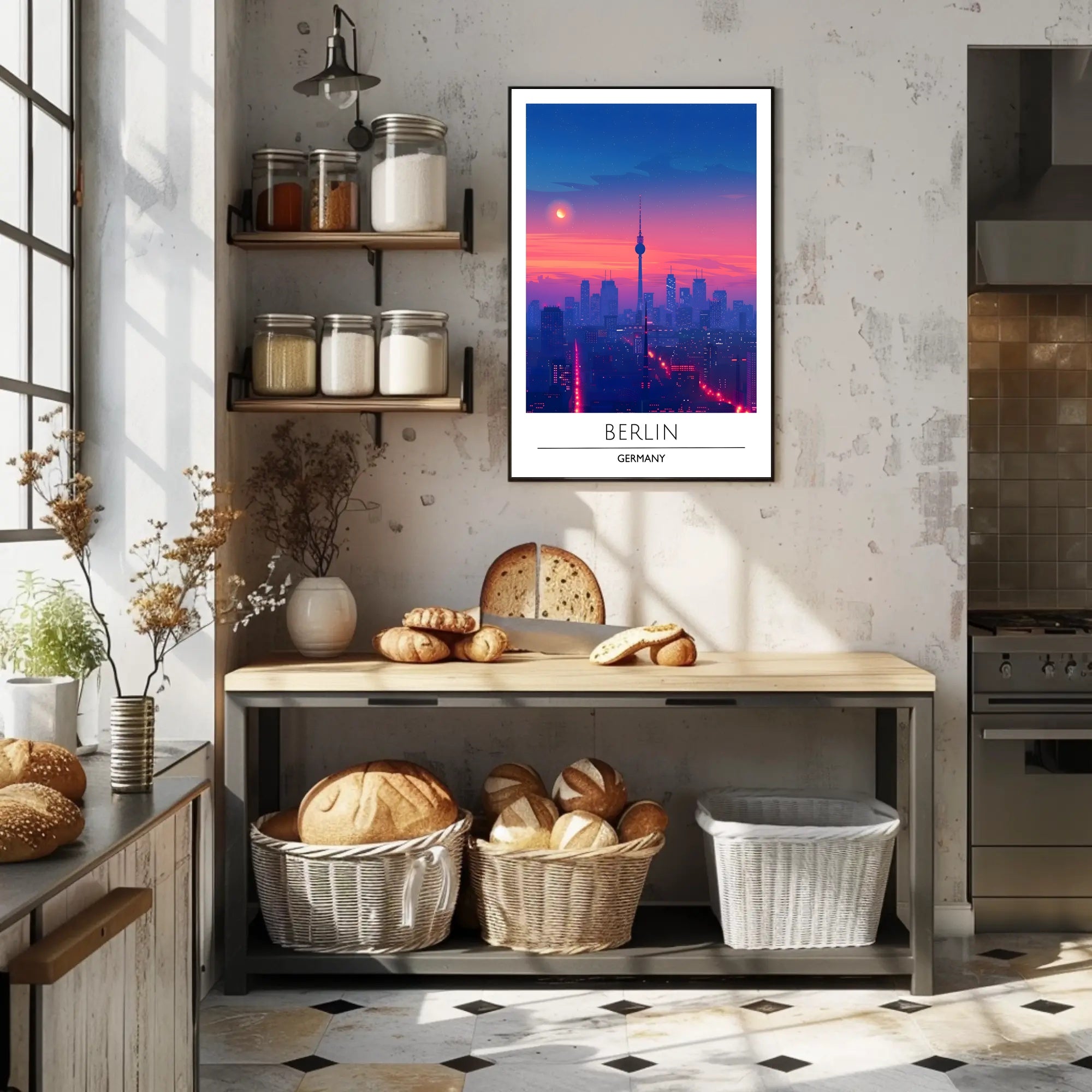 Berlin Twilight Skyline with Iconic TV Tower Cityscape Poster