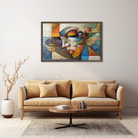 Cubist Abstract Face Art Poster: Vibrant Modern Design