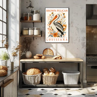Brown Pelican Louisiana Nature Art Poster Print