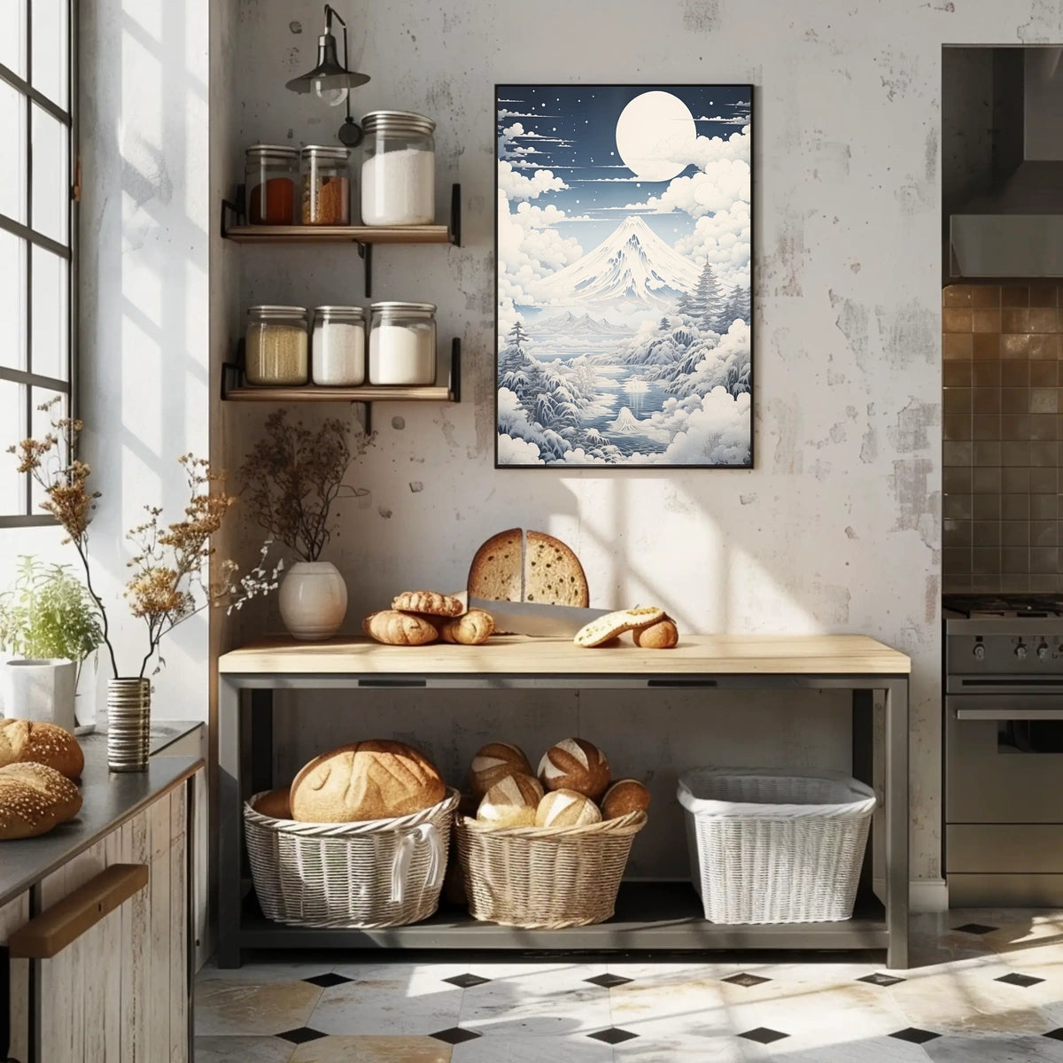 Serene Mount Fuji Nightscape Cultural or Heritage Poster