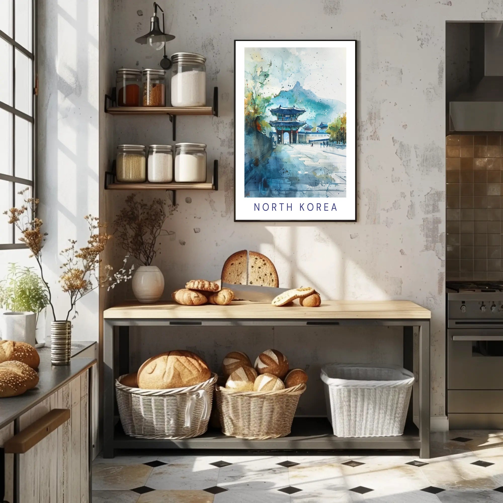 Traditional Korean Gate Scenic Art in Cultural Heritage Poster PosterGoat