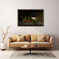 Classic Still Life with Strawberries and Milk Artistic Poster