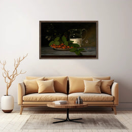 Classic Still Life with Strawberries and Milk Artistic Poster