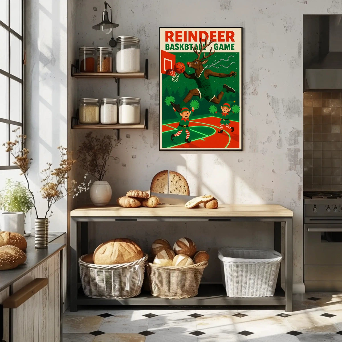Reindeer Basketball Game Poster