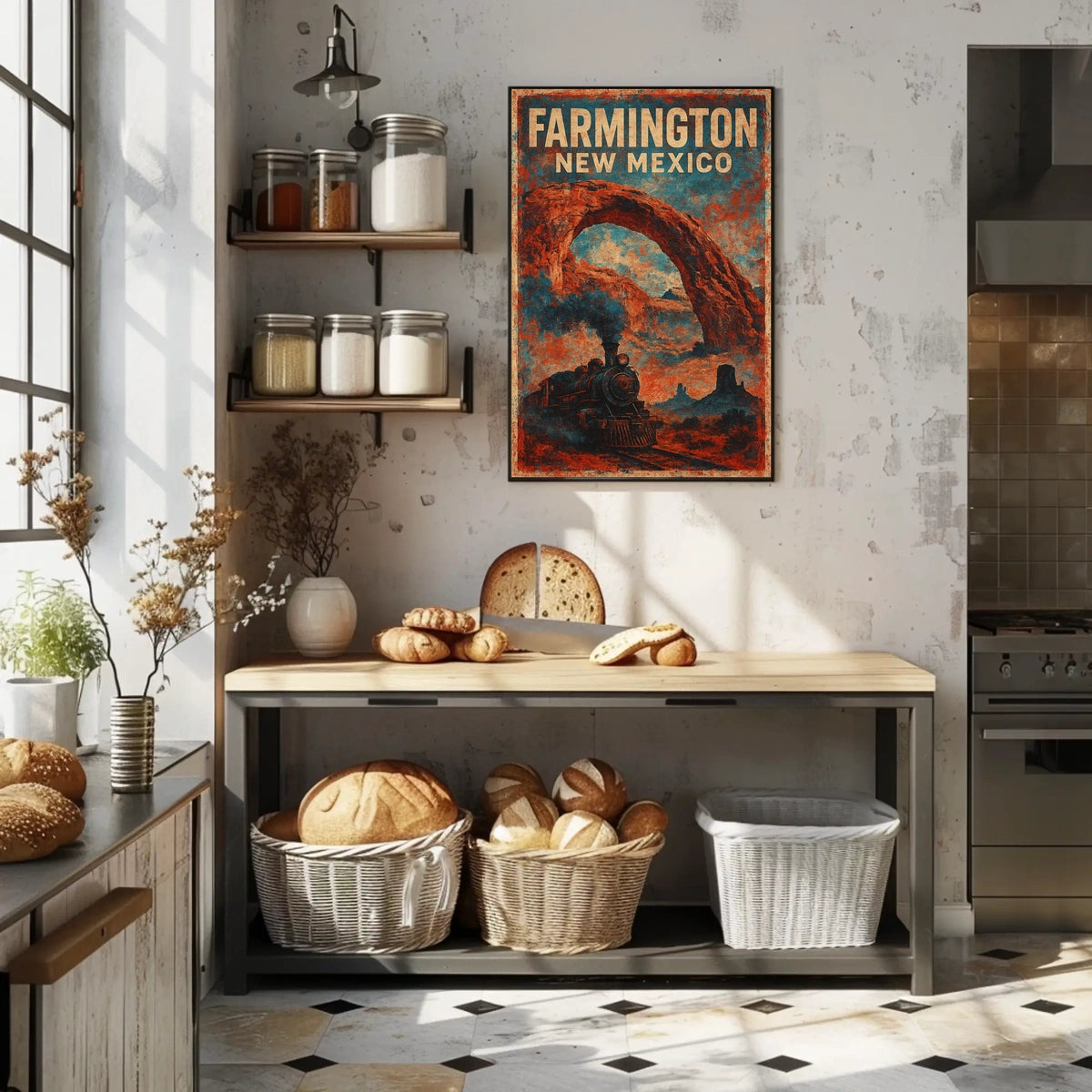 Farmington Vintage Travel Desert Wanderer New Mexico Poster
