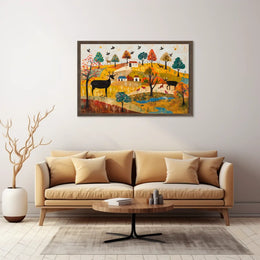 Idyllic Autumn Countryside Scene with Deer Poster