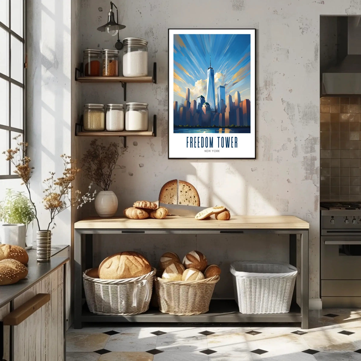 Freedom Tower NYC Skyline City Poster Modern Wall Art