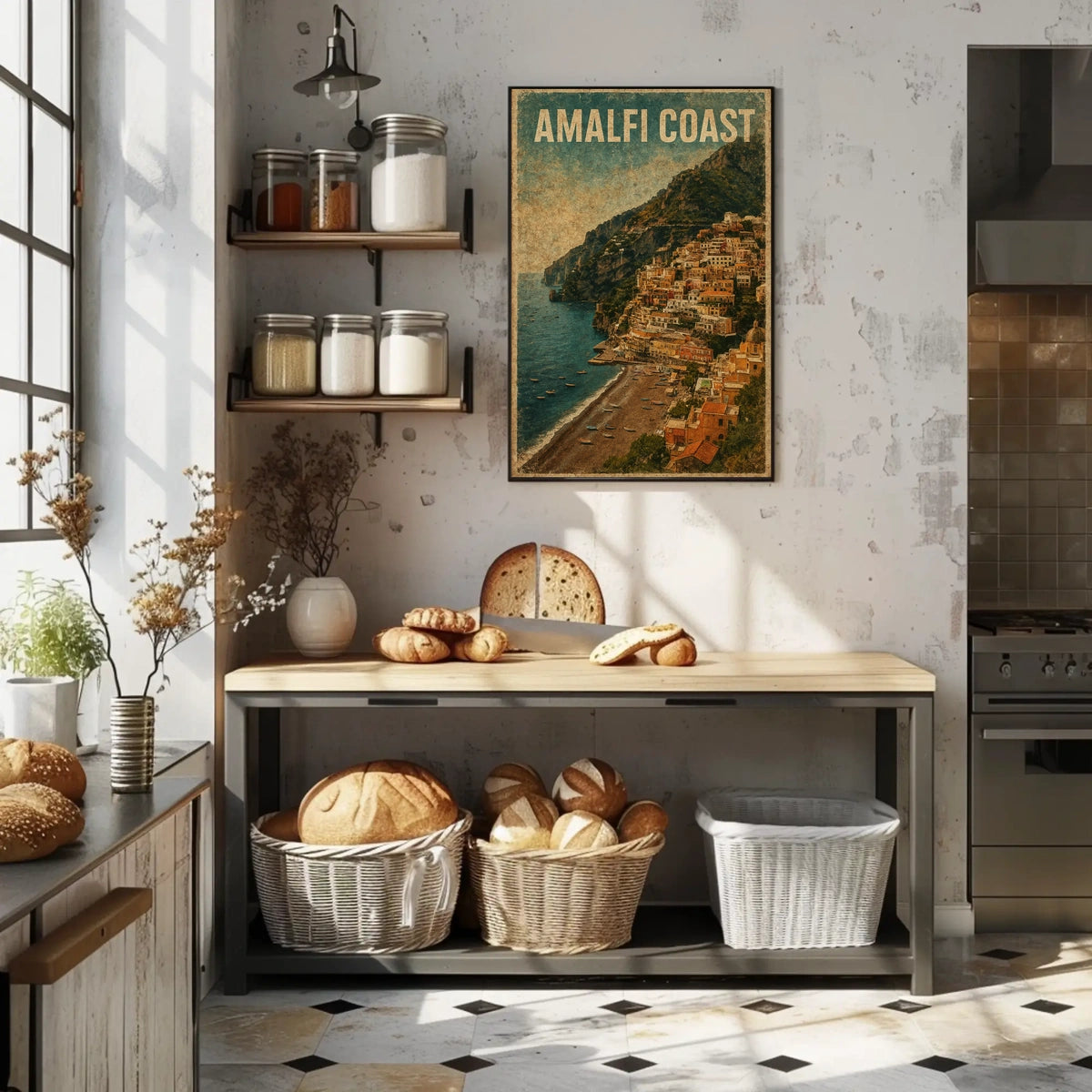 Amalfi Coast Poster Wall Art Seascape Decor for Travel