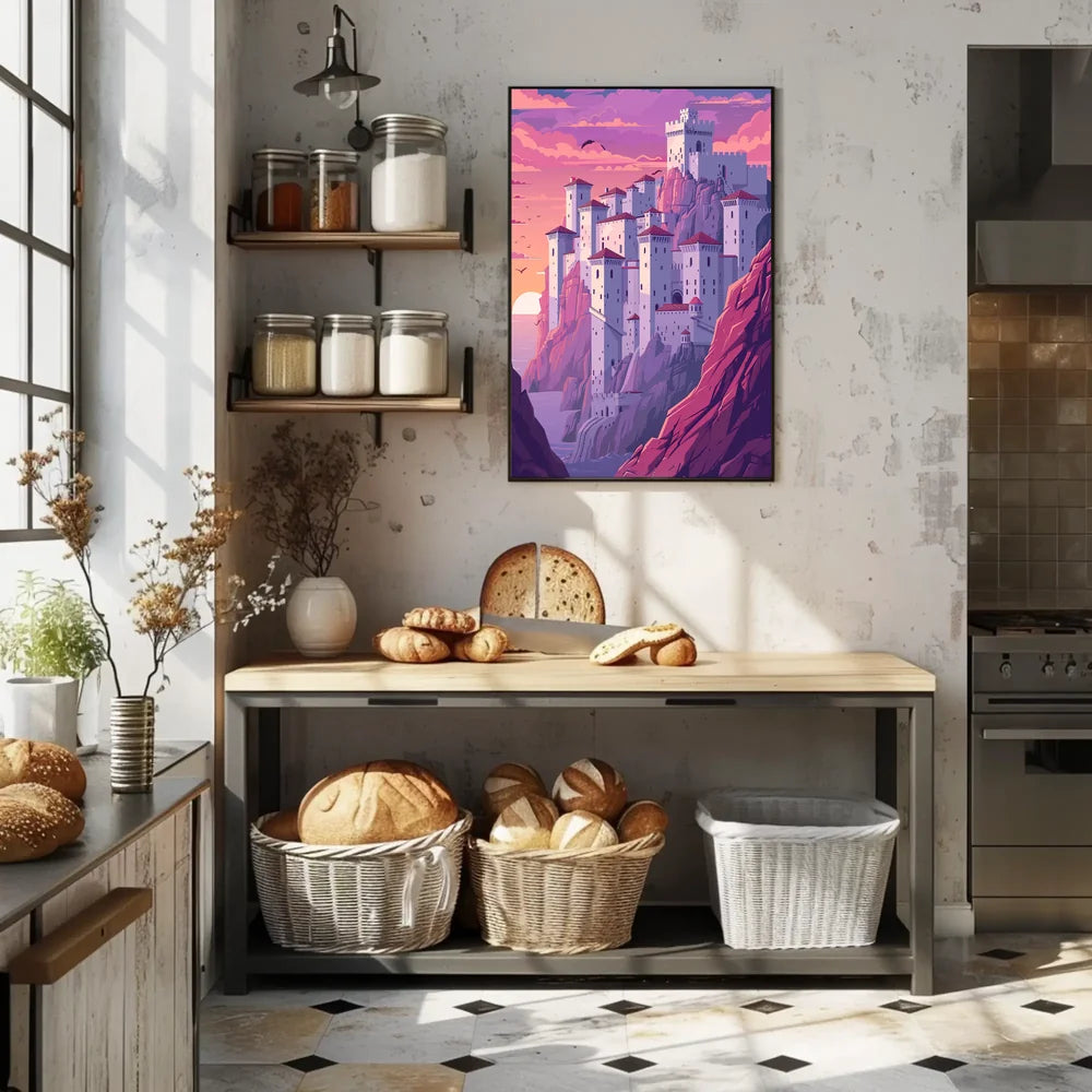 Mystical Castle on Cliffside Fantasy Poster