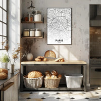 Minimalist Black and White Paris Map Urban Poster