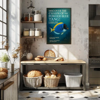 Powder Blue Tang Illustration: Captivating Animal Poster