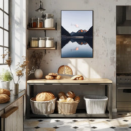 Serene Mountain Landscape at Dusk Photorealistic Poster