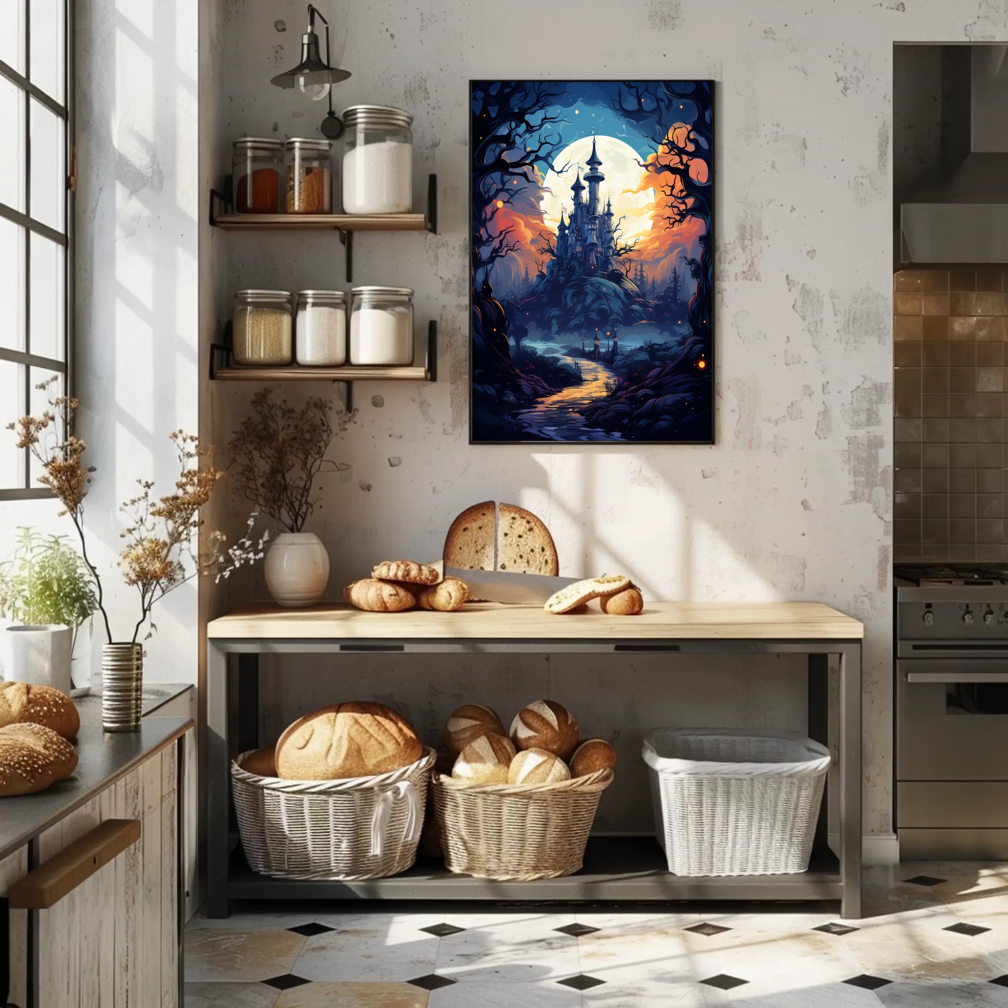 Enchanted Castle Under The Moon Poster