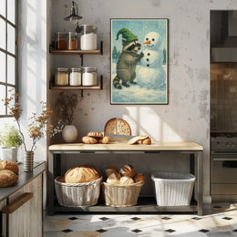 Winter Wonderland With Raccoon Poster