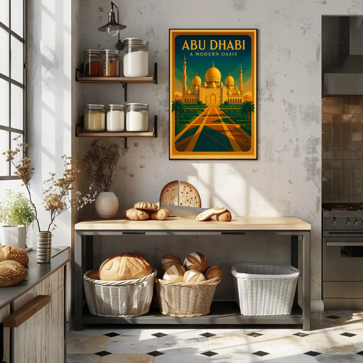 Abu Dhabi Modern Oasis Vintage Travel Poster