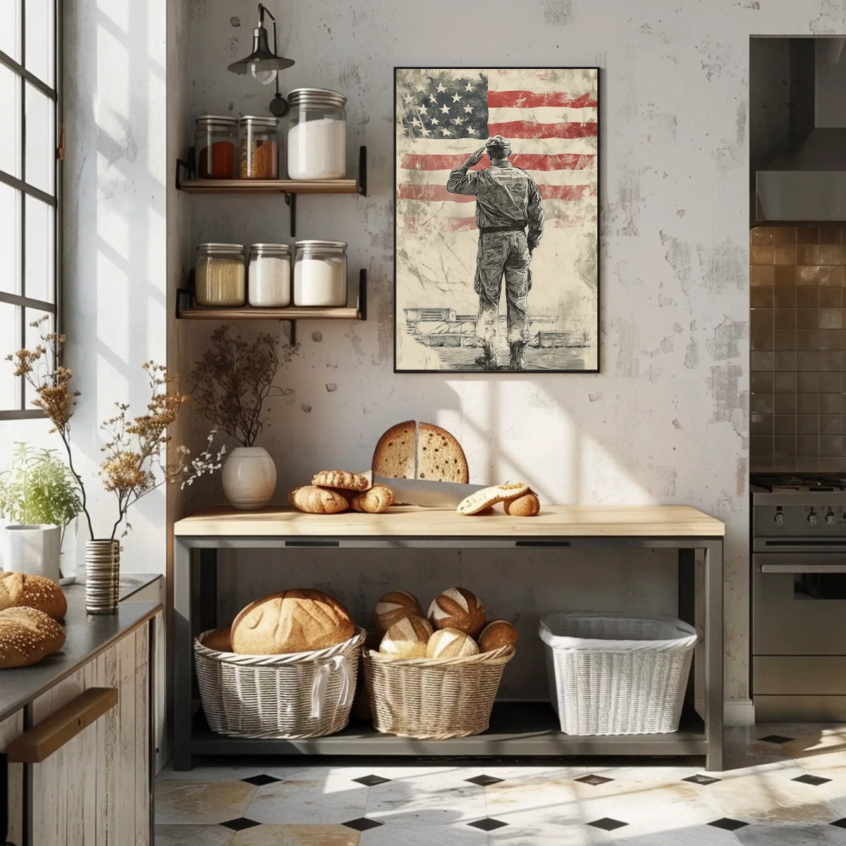 Honoring American Veteran Saluting Flag Scene Poster
