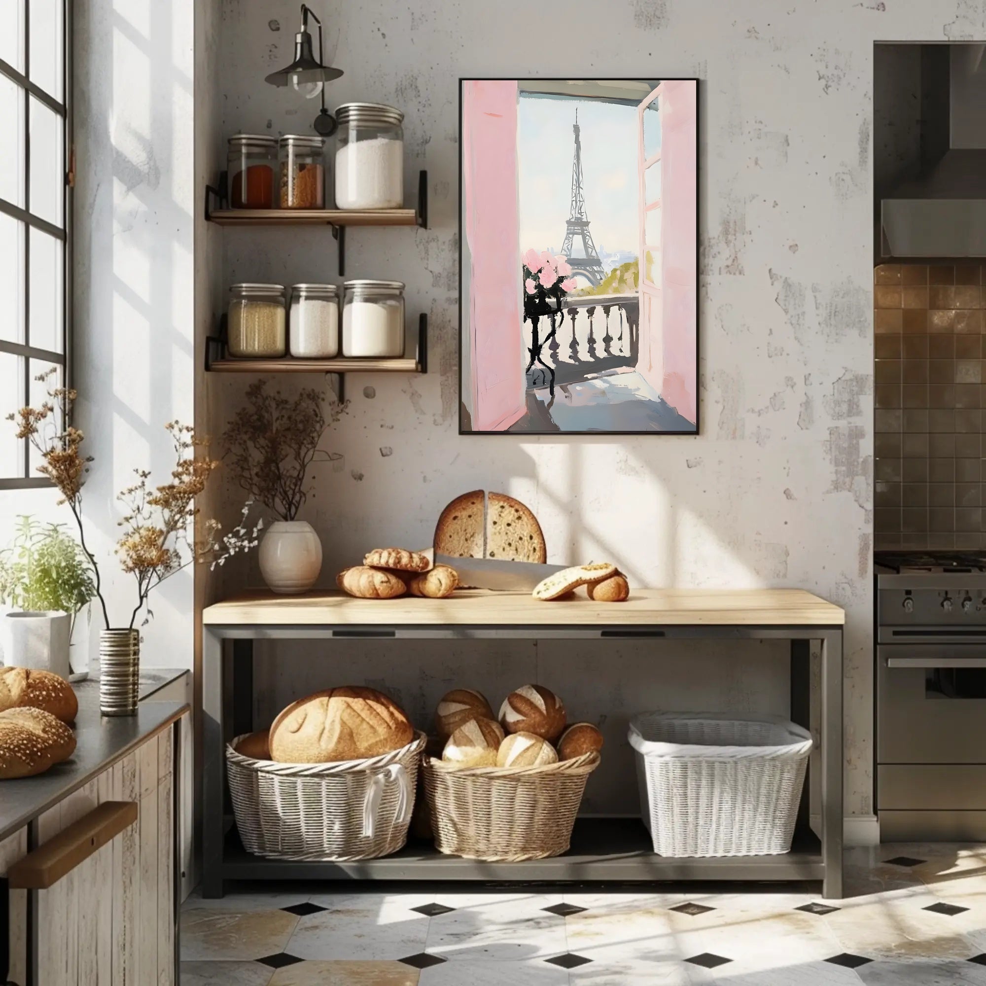 Paris Balcony View Poster Romantic Parisian Wall Art