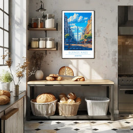 Buenos Aires Obelisk Vibrant Urban Cityscape Travel Poster