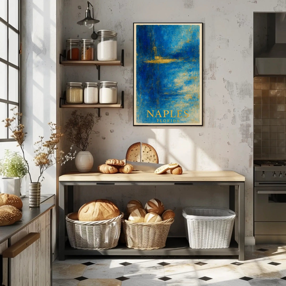 Naples Florida Poster Palm Trees Beach Sunset Wall Art