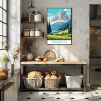 Dolomite Peaks Italy: Vintage Travel Art Poster