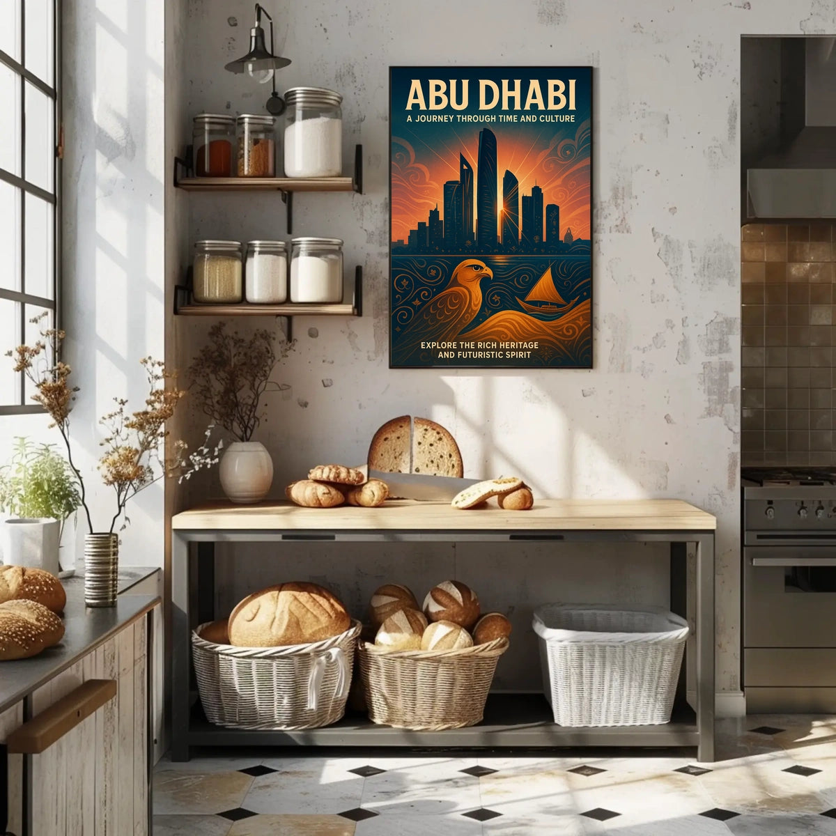 Abu Dhabi Skyline Art Futuristic Cityscape Travel Poster