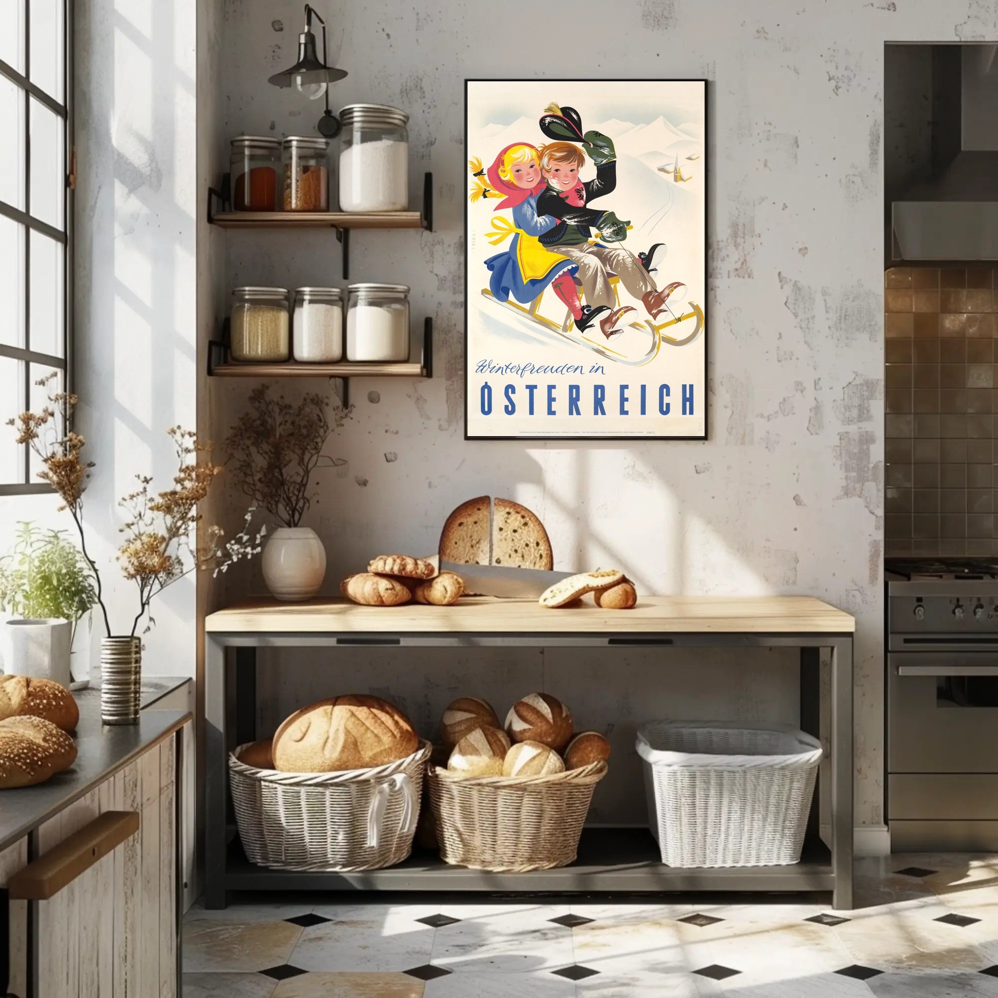 Winter Fun in Austria Vintage Travel Poster PosterGoat