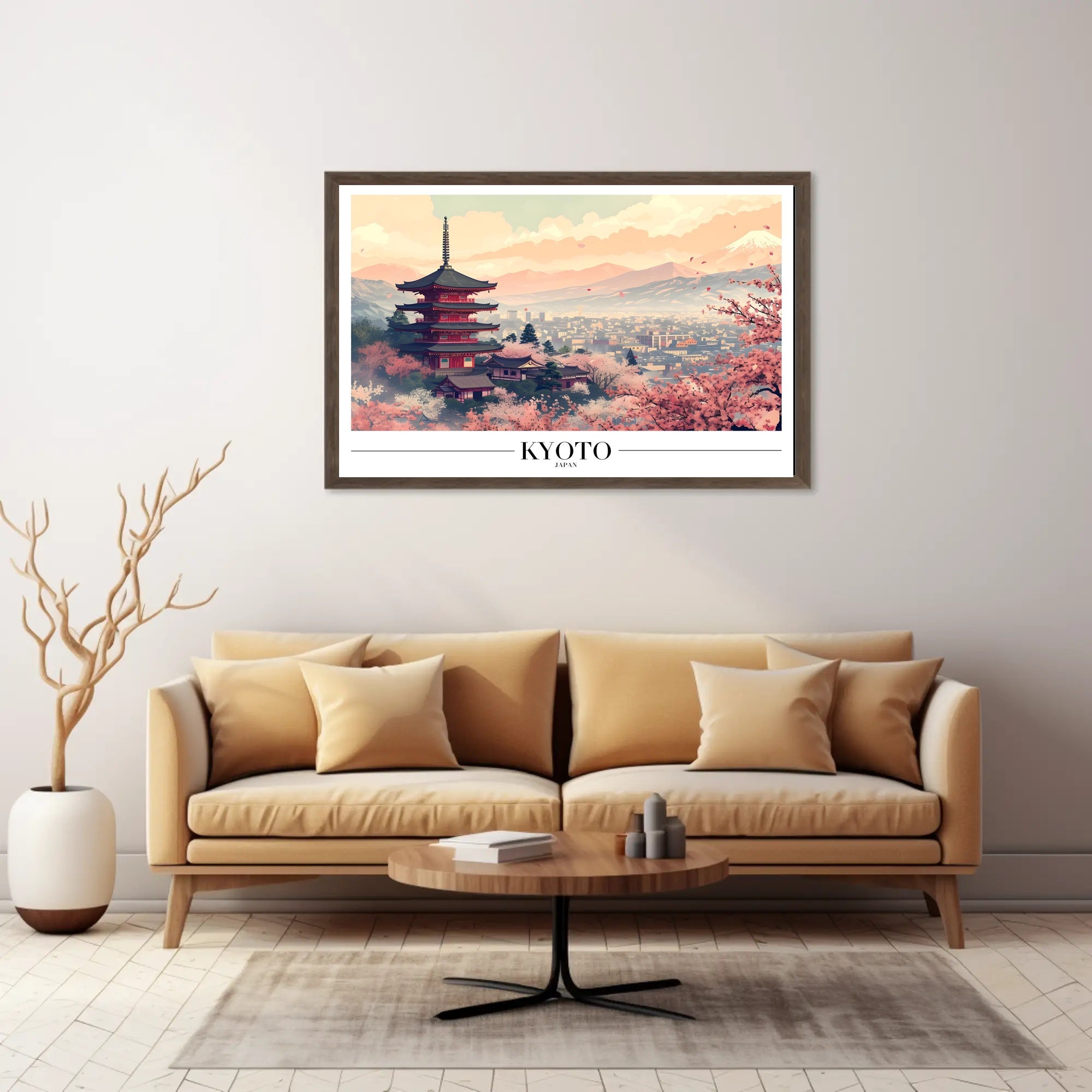 Kyoto Serenity: Cherry Blossoms and Pagoda Cultural Poster