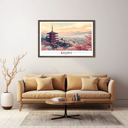 Kyoto Serenity: Cherry Blossoms and Pagoda Cultural Poster