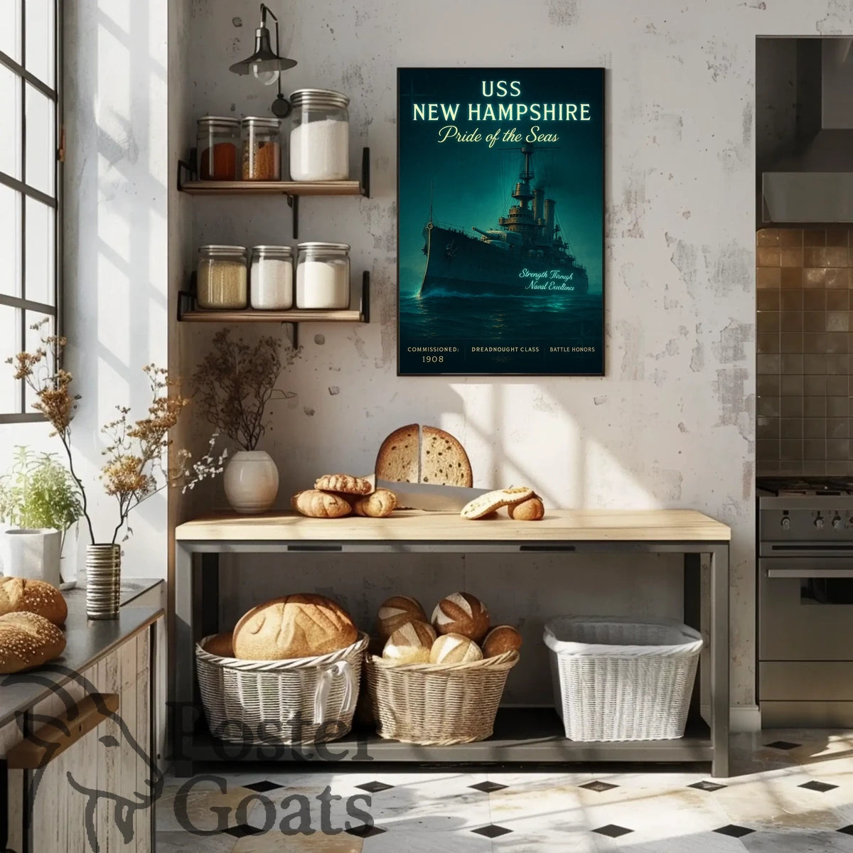 USS New Hampshire Battleship: Naval Excellence Historical Poster
