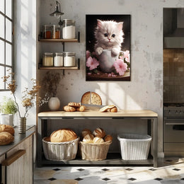 Kitten In A Cup Poster PosterGoat